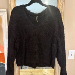 Free People Black Fuzzy Sweater S